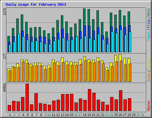 Daily usage for February 2013