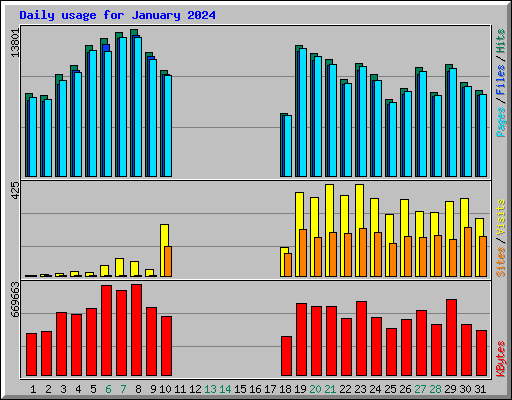 Daily usage for January 2024