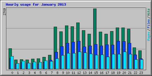 Hourly usage for January 2013